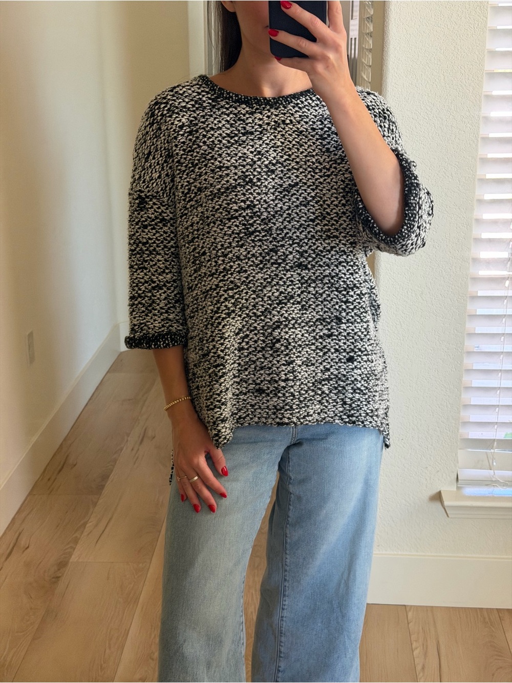Thick black and white sweater